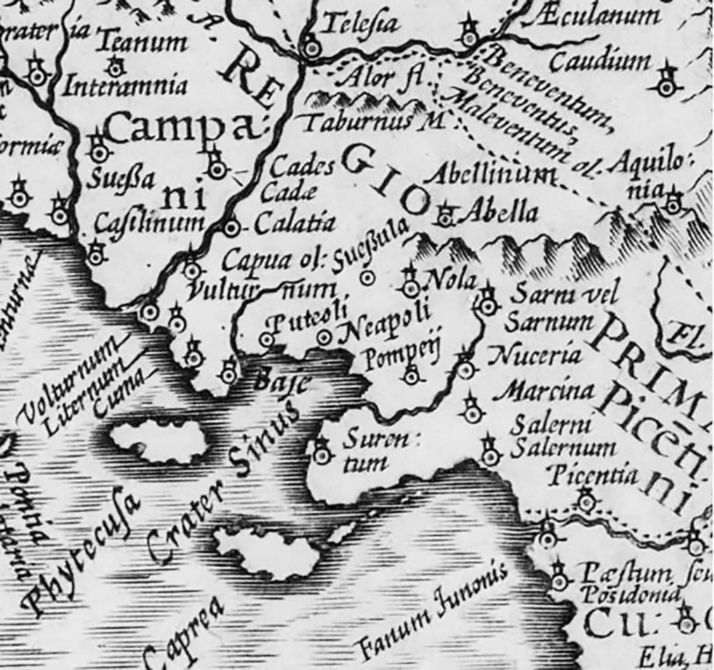 Maps Bay Of Naples   Plan Bay Of Naples 1603 With Pompeii Karta Fillipa Kluvera, Amsterdam, 1604 